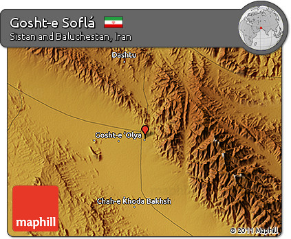 Physical 3D Map of Gosht-e Soflá