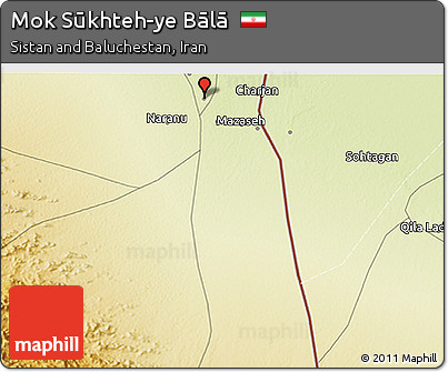 Physical 3D Map of Mok Sūkhteh-ye Bālā