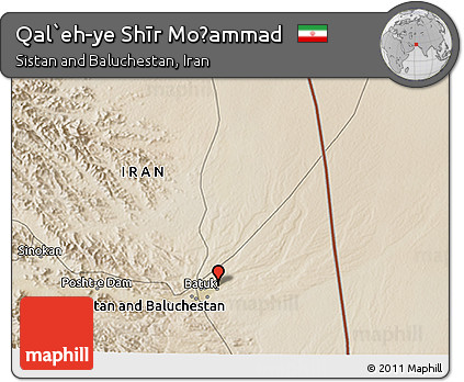 Satellite 3D Map of Qal`eh-ye Shīr Moḩammad