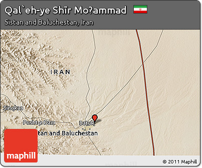 Satellite 3D Map of Qal`eh-ye Shīr Moḩammad