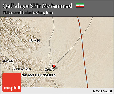 Satellite 3D Map of Qal`eh-ye Shīr Moḩammad
