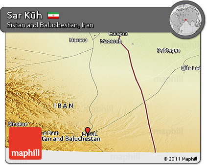 Physical Panoramic Map of Sar Kūh