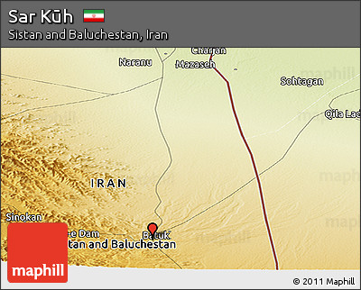 Physical Panoramic Map of Sar Kūh