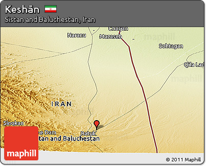 Physical Panoramic Map of Keshān