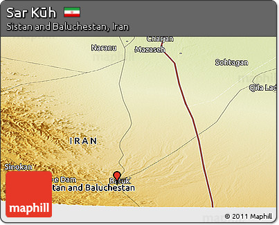Physical Panoramic Map of Sar Kūh