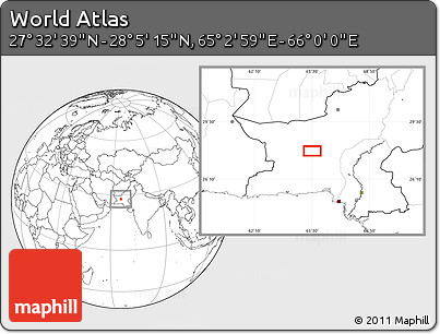 Blank Location Map of the Area around 27° 48' 57" N, 65° 31' 30" E