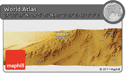 Physical Panoramic Map of the Area around 27° 48' 57" N, 65° 31' 30" E