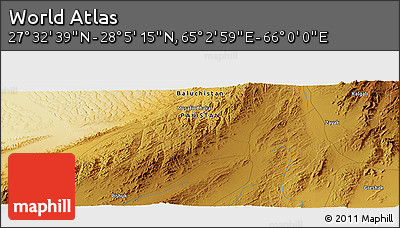 Physical Panoramic Map of the Area around 27° 48' 57" N, 65° 31' 30" E