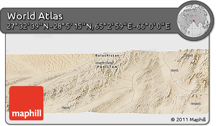 Satellite Panoramic Map of the Area around 27° 48' 57" N, 65° 31' 30" E