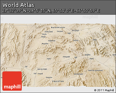 Satellite 3D Map of the Area around 27° 48' 57" N, 66° 22' 30" E