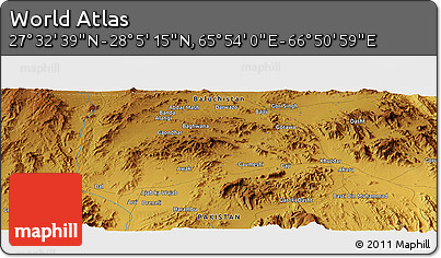 Physical Panoramic Map of the Area around 27° 48' 57" N, 66° 22' 30" E
