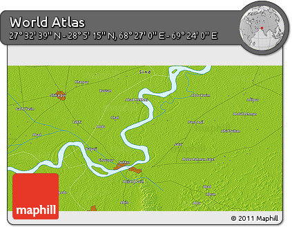 Physical 3D Map of the Area around 27° 48' 57" N, 68° 55' 30" E