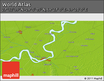 Physical 3D Map of the Area around 27° 48' 57" N, 68° 55' 30" E