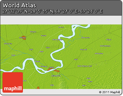 Physical 3D Map of the Area around 27° 48' 57" N, 68° 55' 30" E