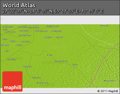 Physical 3D Map of the Area around 27° 48' 57" N, 69° 46' 30" E