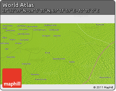 Physical 3D Map of the Area around 27° 48' 57" N, 69° 46' 30" E