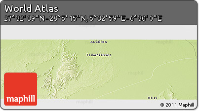 Physical Panoramic Map of the Area around 27° 48' 57" N, 6° 1' 30" E