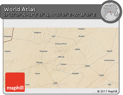 Satellite 3D Map of the Area around 27° 48' 57" N, 72° 19' 29" E