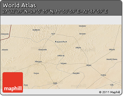 Satellite 3D Map of the Area around 27° 48' 57" N, 72° 19' 29" E