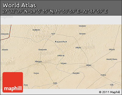Satellite 3D Map of the Area around 27° 48' 57" N, 72° 19' 29" E