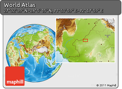 Physical Location Map of the Area around 27° 48' 57" N, 72° 19' 29" E