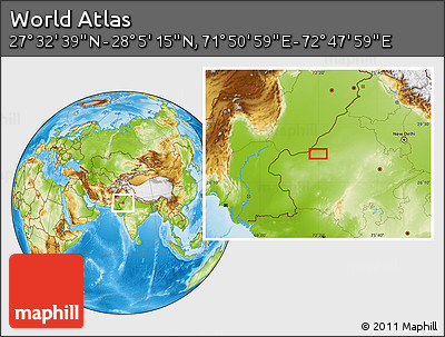 Physical Location Map of the Area around 27° 48' 57" N, 72° 19' 29" E
