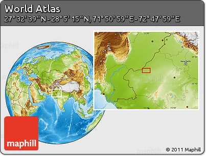 Physical Location Map of the Area around 27° 48' 57" N, 72° 19' 29" E