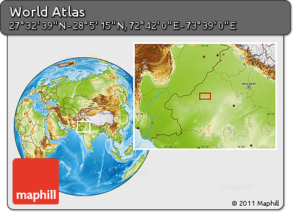 Physical Location Map of the Area around 27° 48' 57" N, 73° 10' 30" E