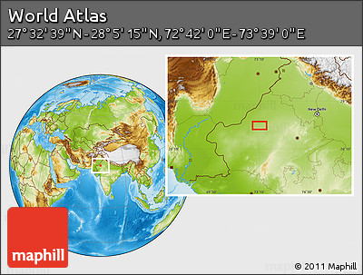 Physical Location Map of the Area around 27° 48' 57" N, 73° 10' 30" E