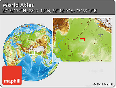 Physical Location Map of the Area around 27° 48' 57" N, 73° 10' 30" E