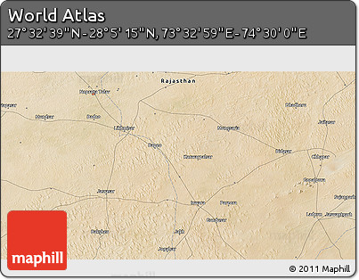 Satellite 3D Map of the Area around 27° 48' 57" N, 74° 1' 30" E