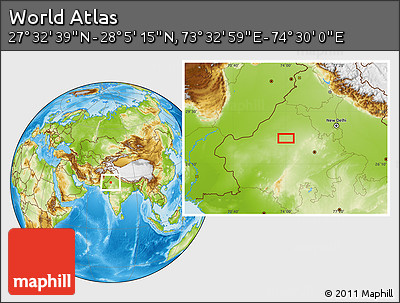 Physical Location Map of the Area around 27° 48' 57" N, 74° 1' 30" E