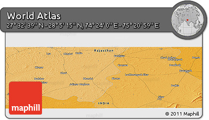 Political Panoramic Map of the Area around 27° 48' 57" N, 74° 52' 30" E