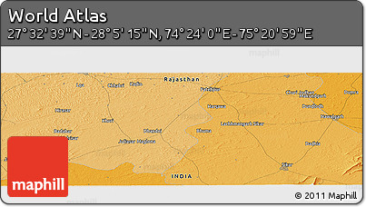 Political Panoramic Map of the Area around 27° 48' 57" N, 74° 52' 30" E