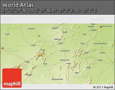 Physical 3D Map of the Area around 27° 48' 57" N, 75° 43' 29" E
