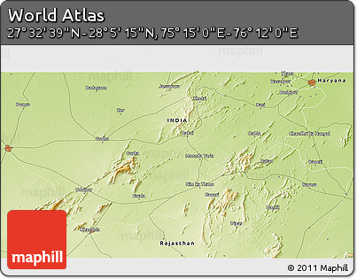 Physical 3D Map of the Area around 27° 48' 57" N, 75° 43' 29" E