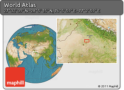 Satellite Location Map of the Area around 27° 48' 57" N, 76° 34' 29" E