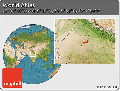 Satellite Location Map of the Area around 27° 48' 57" N, 76° 34' 29" E