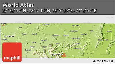 Physical Panoramic Map of the Area around 27° 48' 57" N, 76° 34' 29" E