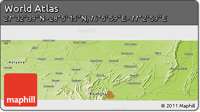 Physical Panoramic Map of the Area around 27° 48' 57" N, 76° 34' 29" E