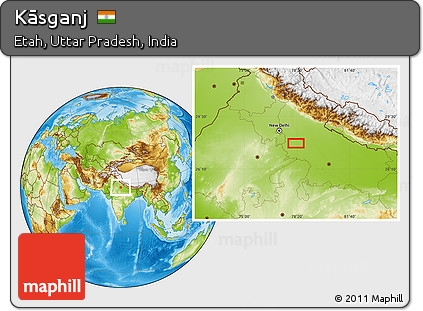 Physical Location Map of Kāsganj