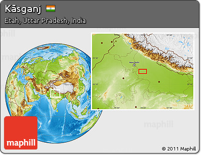 Physical Location Map of Kāsganj