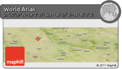 Satellite Panoramic Map of the Area around 27° 48' 57" N, 78° 16' 30" E