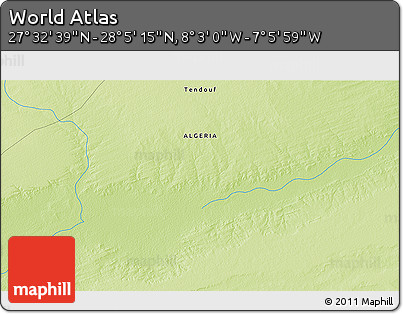Physical 3D Map of the Area around 27° 48' 57" N, 7° 34' 30" W