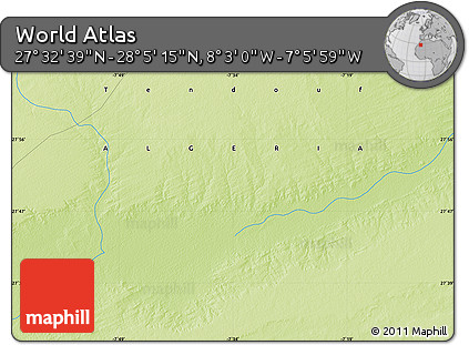 Physical Map of the Area around 27° 48' 57" N, 7° 34' 30" W
