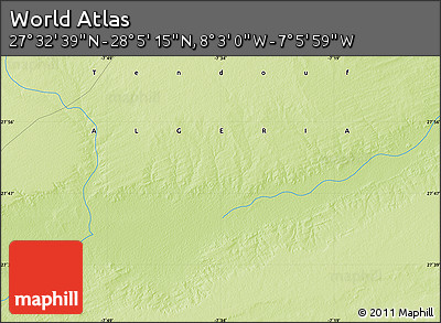 Physical Map of the Area around 27° 48' 57" N, 7° 34' 30" W