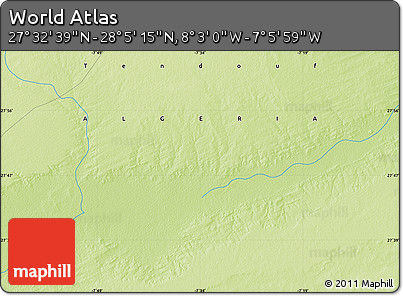 Physical Map of the Area around 27° 48' 57" N, 7° 34' 30" W