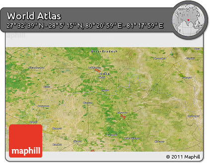 Satellite 3D Map of the Area around 27° 48' 57" N, 80° 49' 29" E