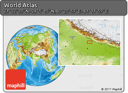 Physical Location Map of the Area around 27° 48' 57" N, 80° 49' 29" E