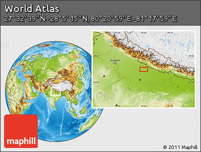 Physical Location Map of the Area around 27° 48' 57" N, 80° 49' 29" E